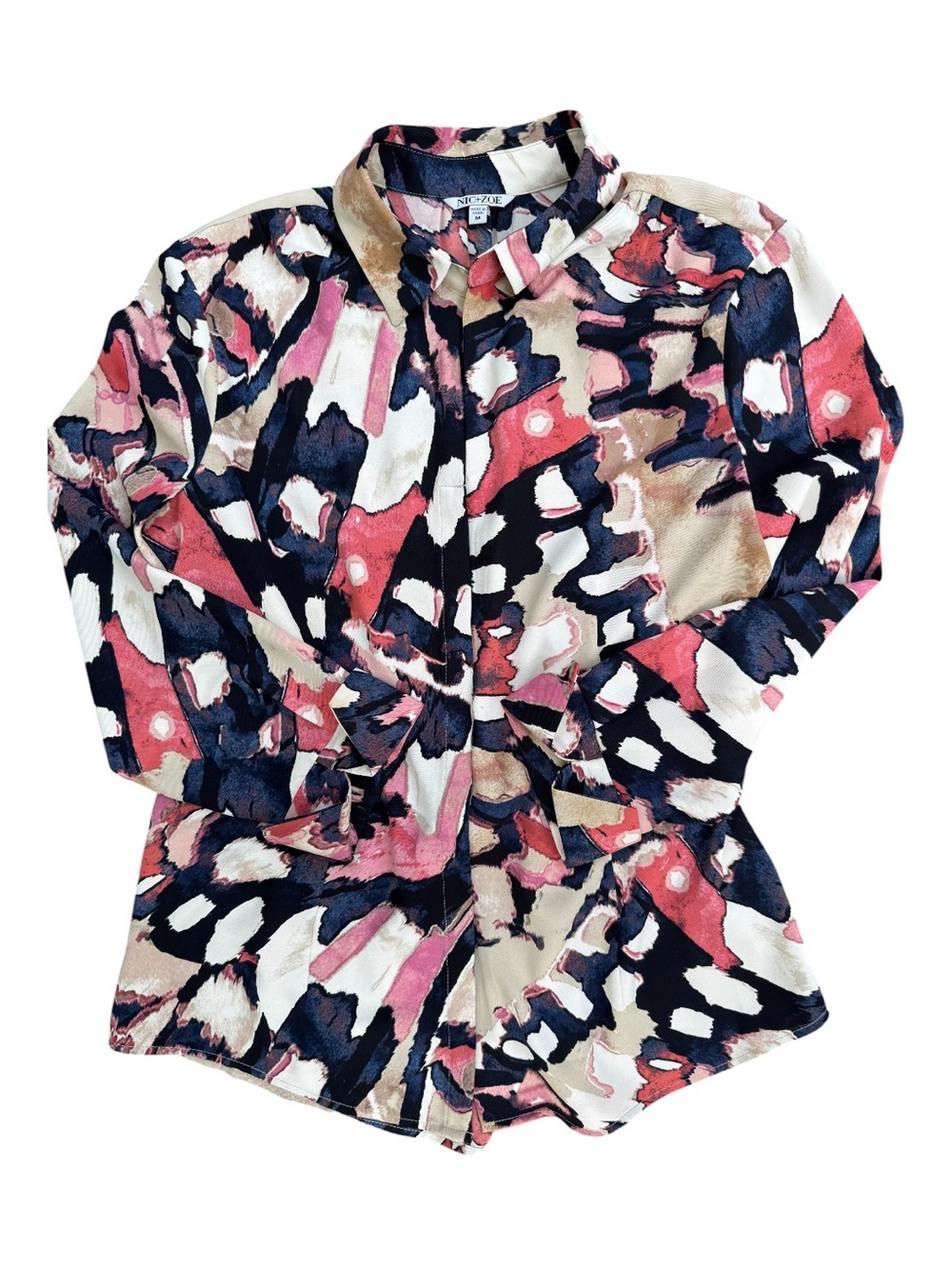 NIC + ZOE multi colored abstract poly blouse, Medium, - Picture 5 of 13